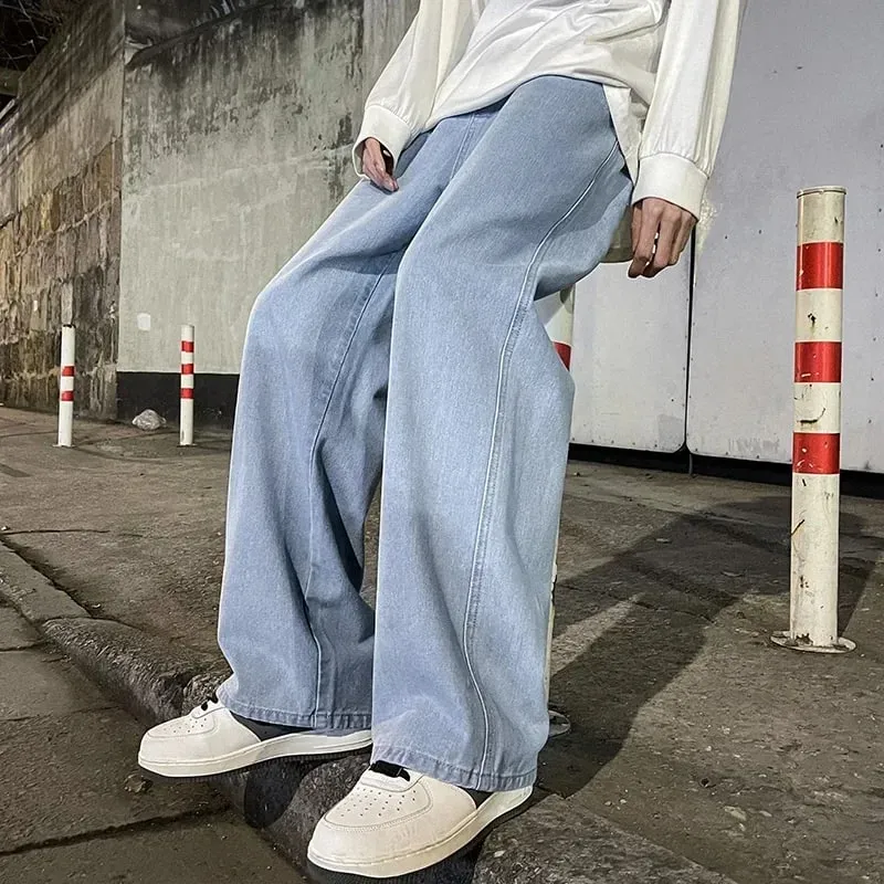 Men's Jeans Korean Version Student Casual Pants High Street Straight Loose Wide Leg Jeans Black Grey Blue Baggy Jeans — image 11