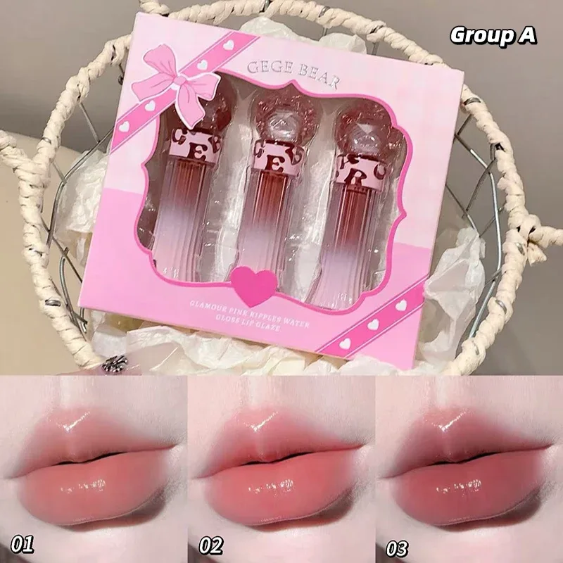 Gege Bear – ensemble de rouge à lèvres léger à l'eau, brillant à lèvres miroir, hydratant, longue durée, cadeau pour amoureux — image 7