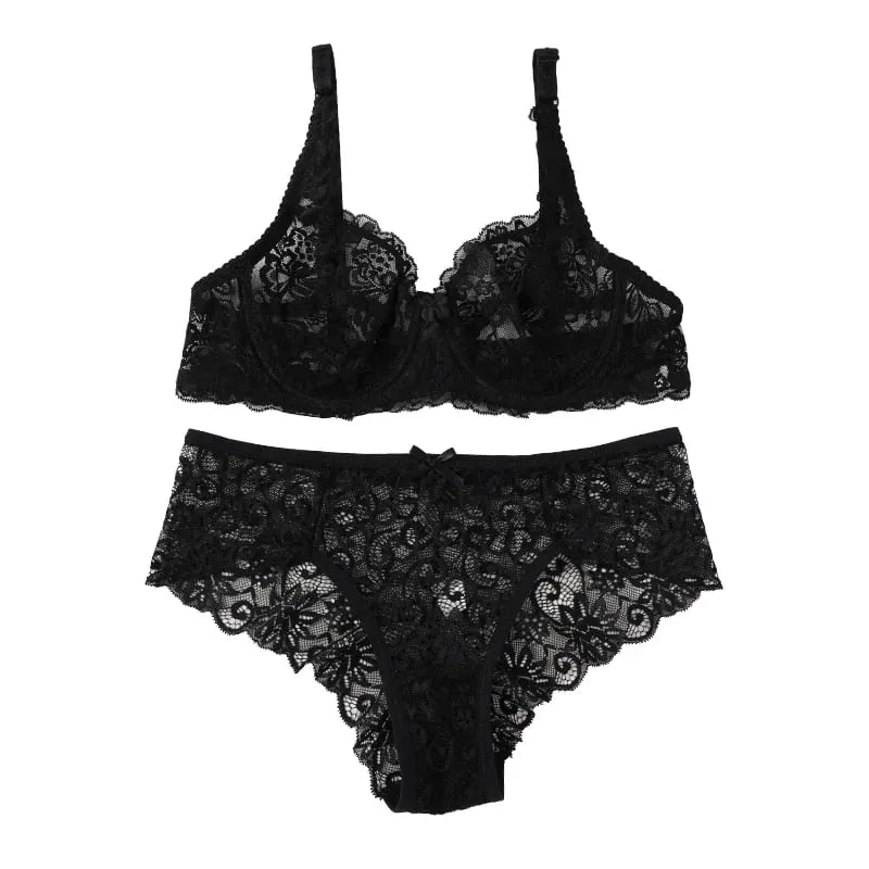 Sexy Spitze Bh Set Frauen Push-Up Nicht-pad Atmungsaktive Bügel Dünne Feste Höschen Unterwäsche Exquisite Dessous Täglichen — image 8