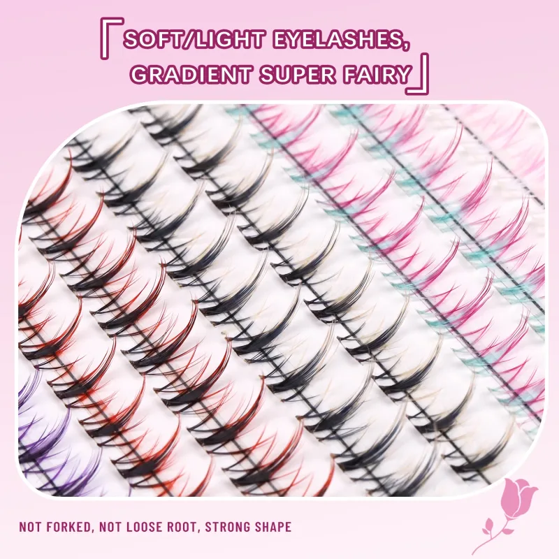 Colorful Fox DIY segmentované umělé řasy Shluk opakovaně použitelný Zvětšení očí Každodenní použití Multi Style Fusion Barevné DIY Shlukové řasy — image 3