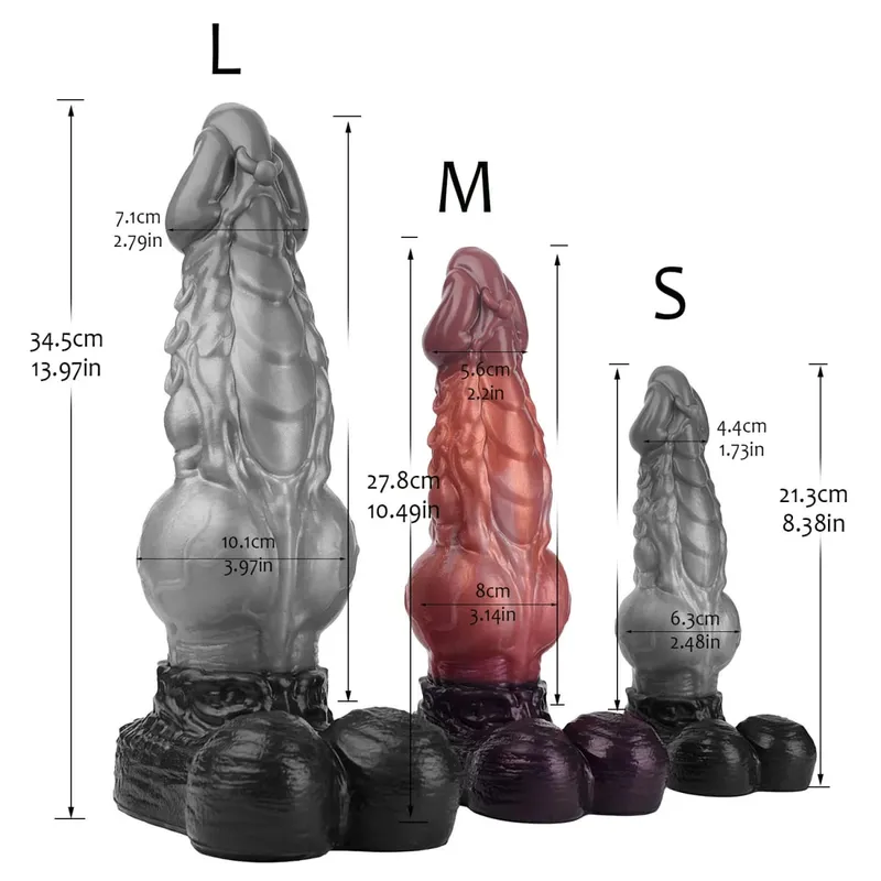 Dobbeltlags silikone Fantasy Dog Knot Dildo Blå Butt Plug med Sucker Anal Dilator Onanere Sexlegetøj til Voksen 18+