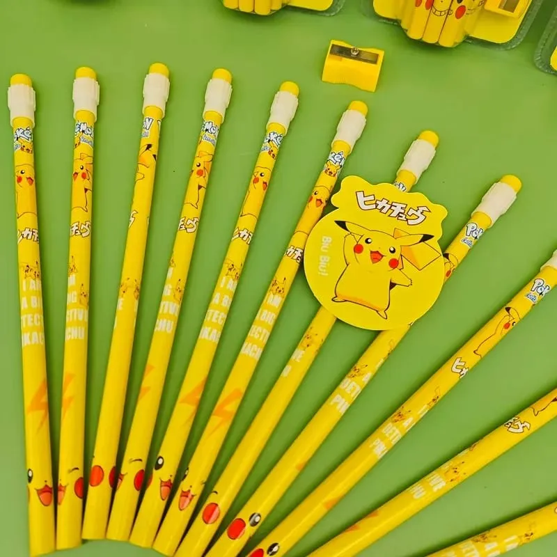 12 Stück Pokémon-Bleistift mit Radiergummi, Anspitzer, niedliches Pikachu, Anime-Figur, Schulbedarf, Büro, Schreibwaren, Kawaii-Werkzeuge, Geschenke — image 6