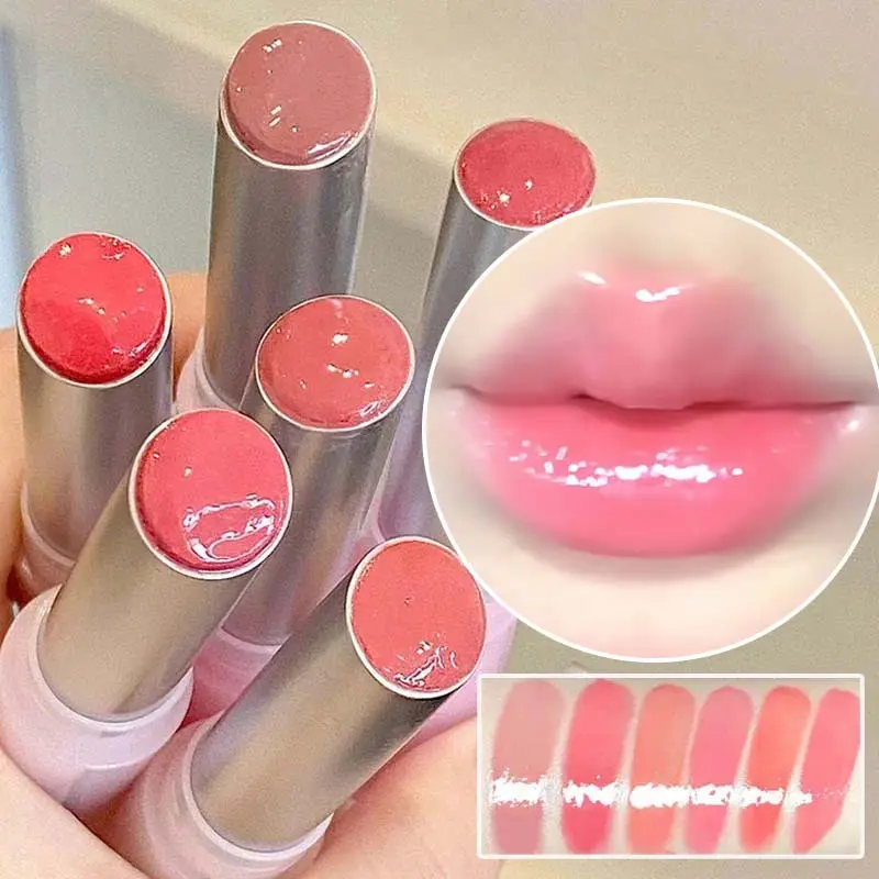 Spiegelglas Fester Lipgloss Wasserlicht Rundrohr Anhaltender feuchtigkeitsspendender Lippenstift Natürlicher Nude-Pfirsich-Tönung Gelee-Lippenglasur-Make-up — image 2