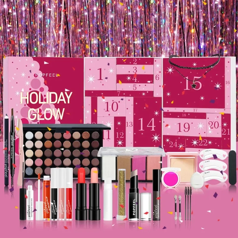 Christmas Countdown Makeup Set Lipstick Eye Shadow Cosmetics 24-Piece Holiday Beauty Advent Calendar Gift Box for Women Girls — image 6