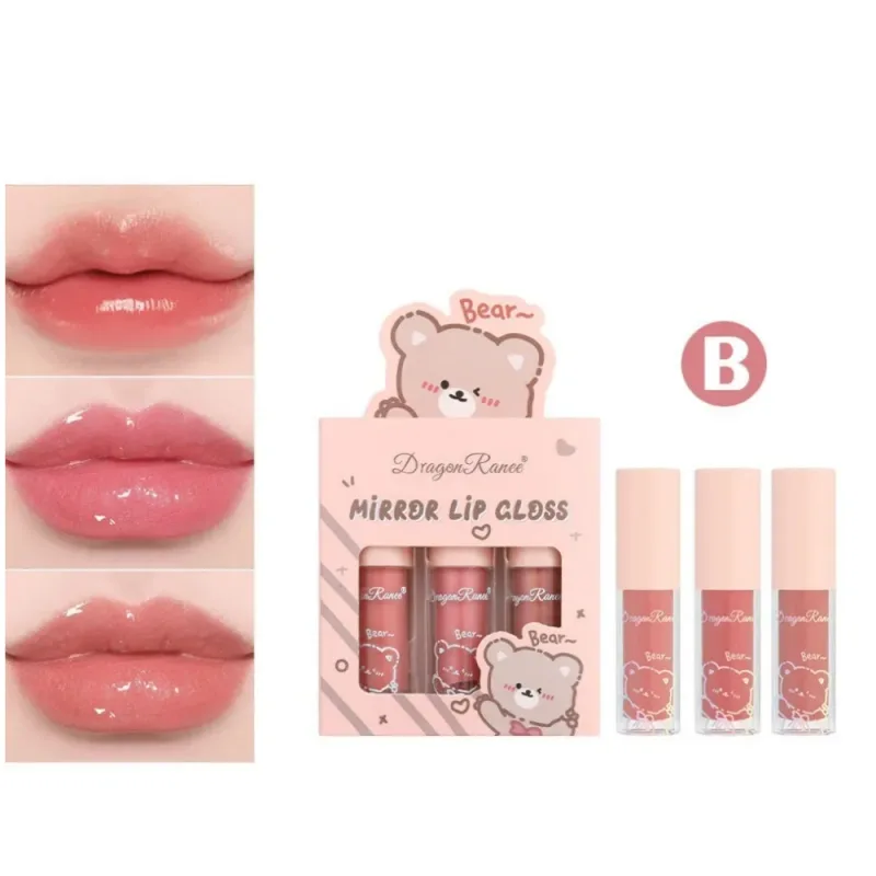 Dragon Ranee 3pcs Mirror Lip Gloss Set Hydrating Shining Lip Glaze Moisturizing Pearl Liquid Lipstick Cartoon Lip glosses Sets — image 5