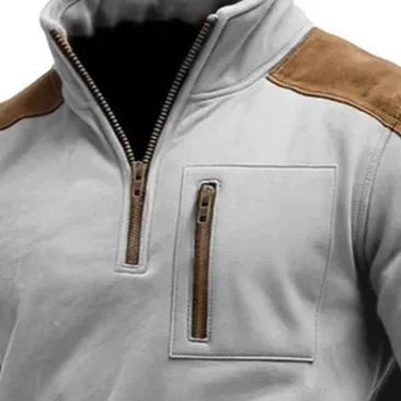 Felpe con cappuccio pullover con colletto alla coreana da uomo nuovi autunno inverno Top sportivi patchwork da uomo casual streetwear con cappuccio — image 6