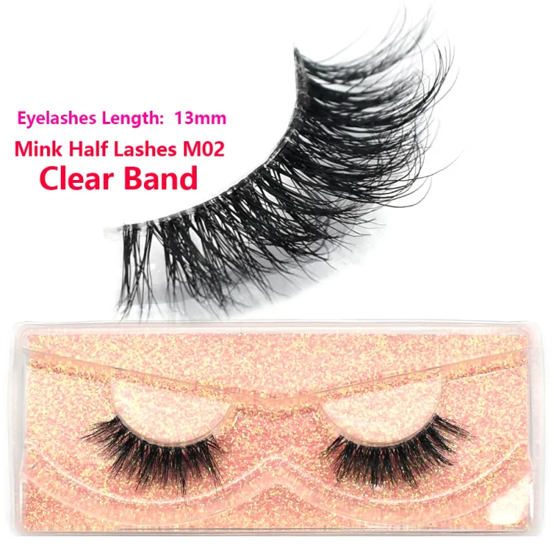 Pestañas de medio ojo, pestañas postizas cortas de visón 3D naturales, tira cruzada fina y esponjosa, pestañas postizas suaves, media extensión de pestañas, maquillaje — image 44