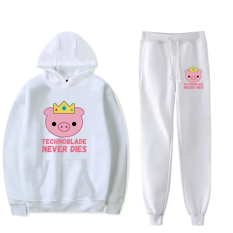 Harajuku Comfortable technoblade Print Sweatshirt Sweatpants Suit Men/Women Hoodies+ Trousers Suit Cute 2 Piece Set Clothes — image 30
