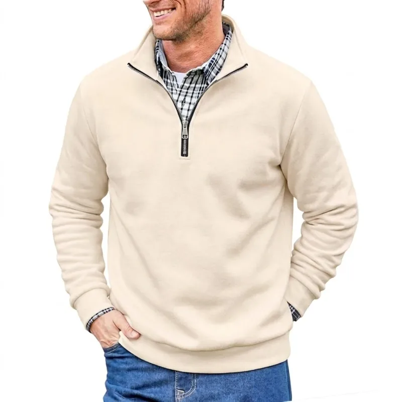 Männer Frühling und Herbst Half Zip Pullover Sweatshirts Einfarbig Outdoor Casual Tops Langarm Hoodie für Sport und Alltag — image 10