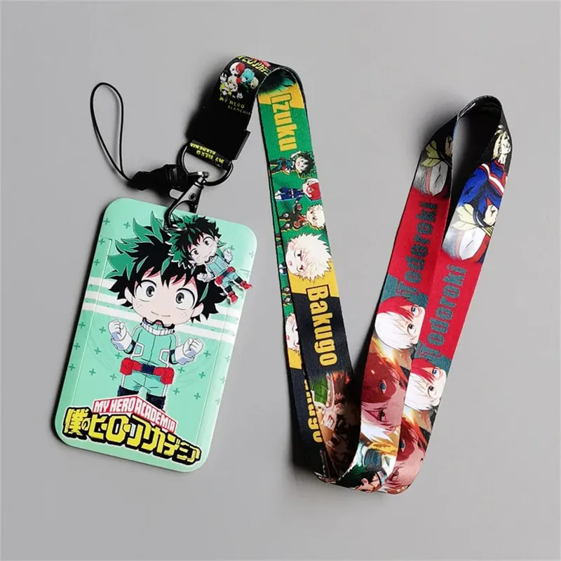 Tokoh My Hero Academia Pemegang Kad Kartun Pelajar Lanyard Telefon Bimbit Kampus Kartun Clutch Deku All Might Pemegang Kad Kartun