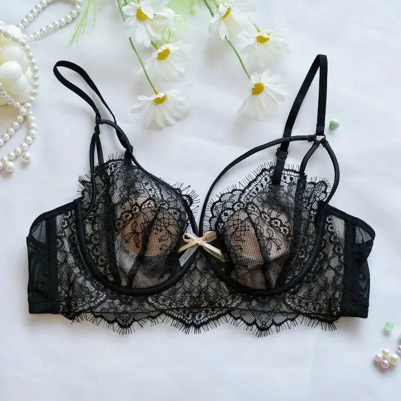 Coreano Tendenza Calda Puro Desiderio Reggiseno di Pizzo Set Con Ferretto Tazza Sottile Push Up Busto Grande Visivamente Piccolo Anti Droop Lingerie 32-38 Hot — image 10