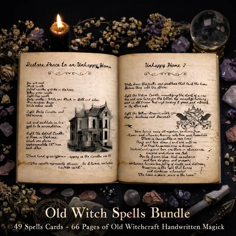 77 Seiten Hexerei-Grimoire-Seiten-Set „Buch der Schatten“ mit Mondphasen, Kräuterkunde-Zaubersprüchen, Gothic Dark Academia-Hexentagebuch — image 7