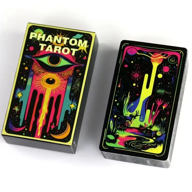 Phantom Tarot Set completo di 78 carte da gioco da tavolo personalizzate in stile Neon Art per divinazione desktop
