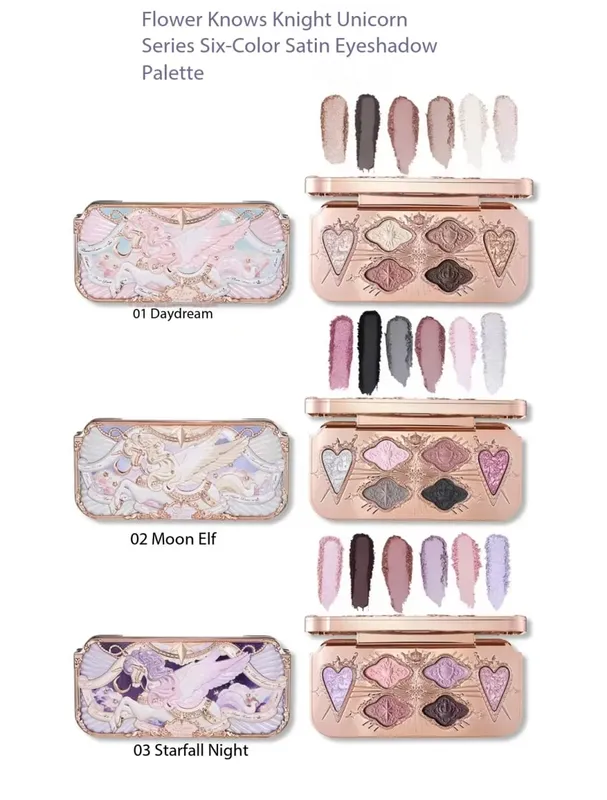Flower Know Knight Unicorn Series 11PCS Makeup Set 6-color Eyeshadow Freeze-dried Cheek Red Lip Gloss Eyeliner Cushion — image 4