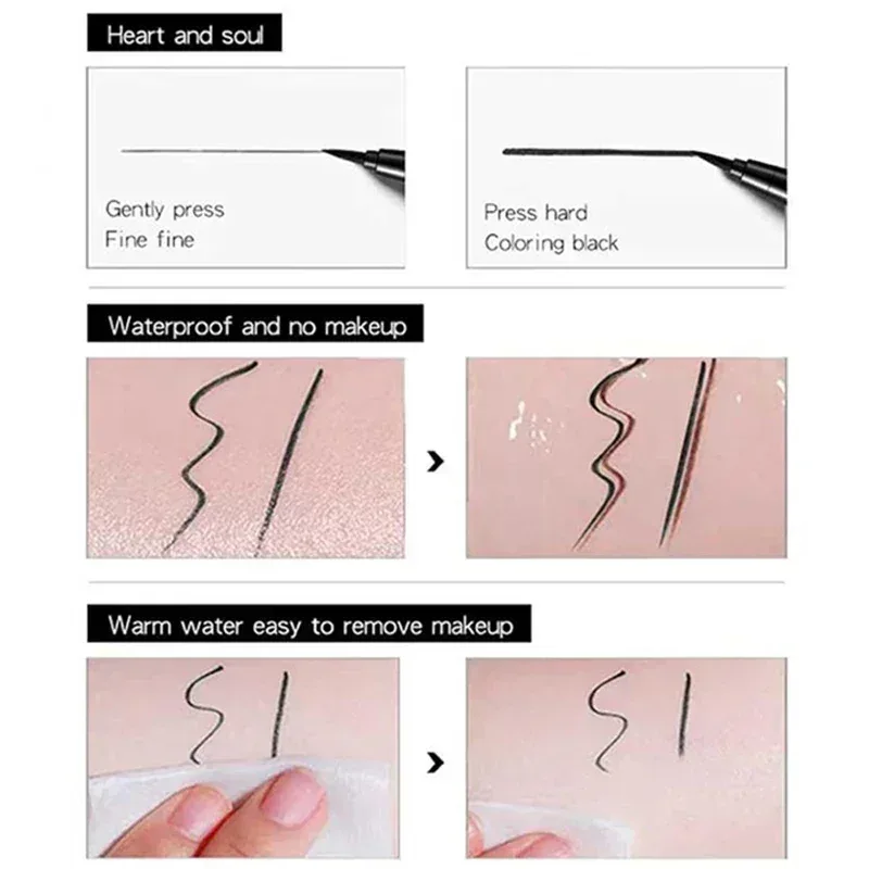 Flüssiger Eyeliner-Stift, langlebig, schnell trocknend, wasserfest, lichtecht, fleckenfrei, schwarze Eyeliner-Augenkosmetik für Frauen — image 5