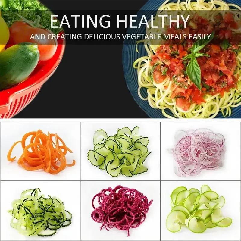 Spiralizer Sayuran 4-IN-1 Pisau Pusing Spiralizer Sayuran Pembuat Mee Zucchini dengan Cawan Sedut Penghiris Pemotong Sayur — image 6