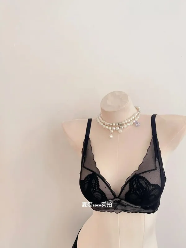 Set reggiseno senza fili in pizzo morbido stile francese da donna push up seno piccolo sollevamento coppa piena set di lingerie comfort regolabile sexy da indossare ogni giorno — image 10
