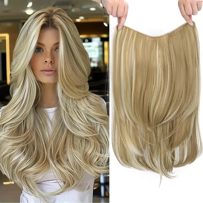 Extension capillaire synthétique multicouche longue et lisse de 22 pouces, postiche en Fiber de Style BB Clip pour femmes, usage quotidien, confiante et élégante — image 10