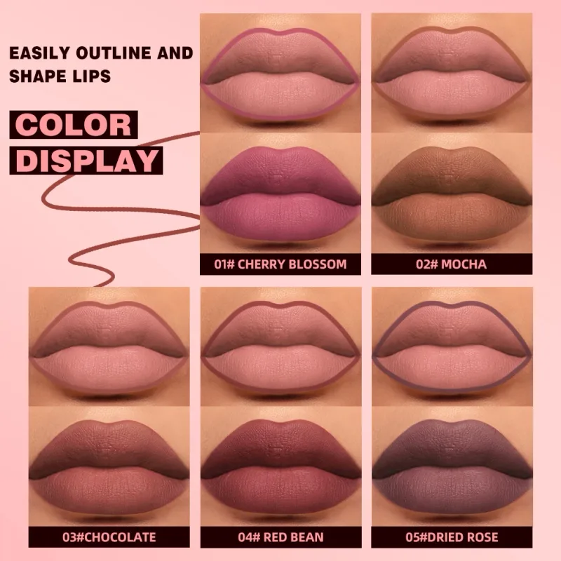 5 Farben Lippenstift Lipliner Nude Matte Lip Liner Pen Nicht trocknend Wasserdicht Plumping Outline The Lips Contour Makeup Beauty — image 4