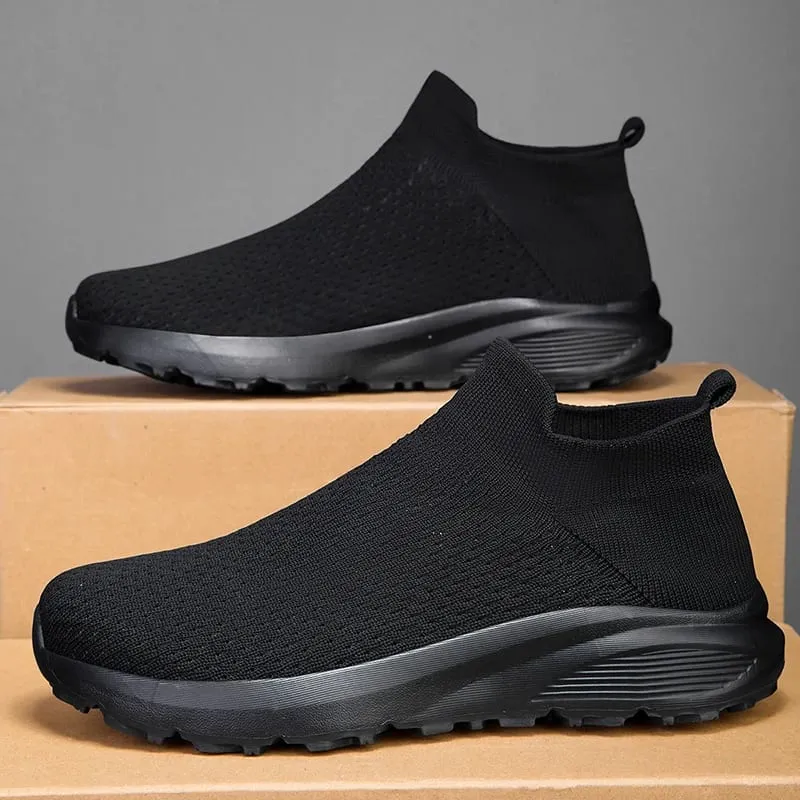 Högkvalitativa Sneakers Herr Bekväm Andas Lättvikt Mjuk Bred tå Halkfria Plattstrumpor Skor Utomhus Fritidssportskor — image 2