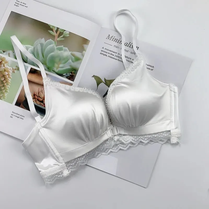 Push Up BH-sæt med frontlukning - Små buste til kvinder med blondebøjler Lingeri | Pull Up Lift Sexet tynd skønhed ryg bralette