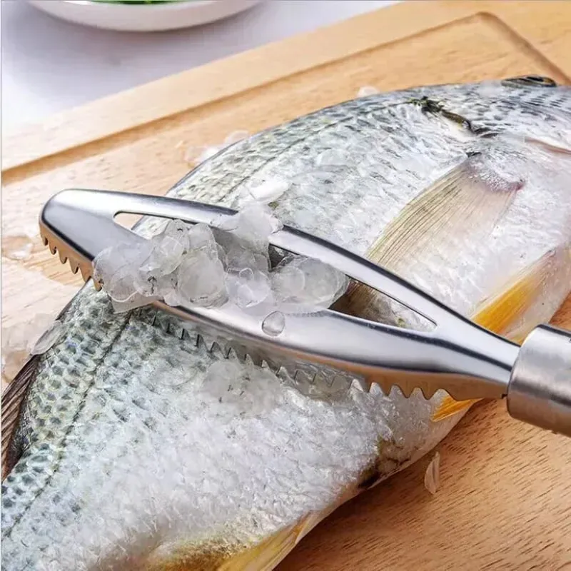 สแตนเลสเกล็ดปลาขูด Graters Fast Cleaner ลบผิวแปรงทำความสะอาด Scraper Peeler กระดูก Scaler แหนบแหนบเครื่องมือ
