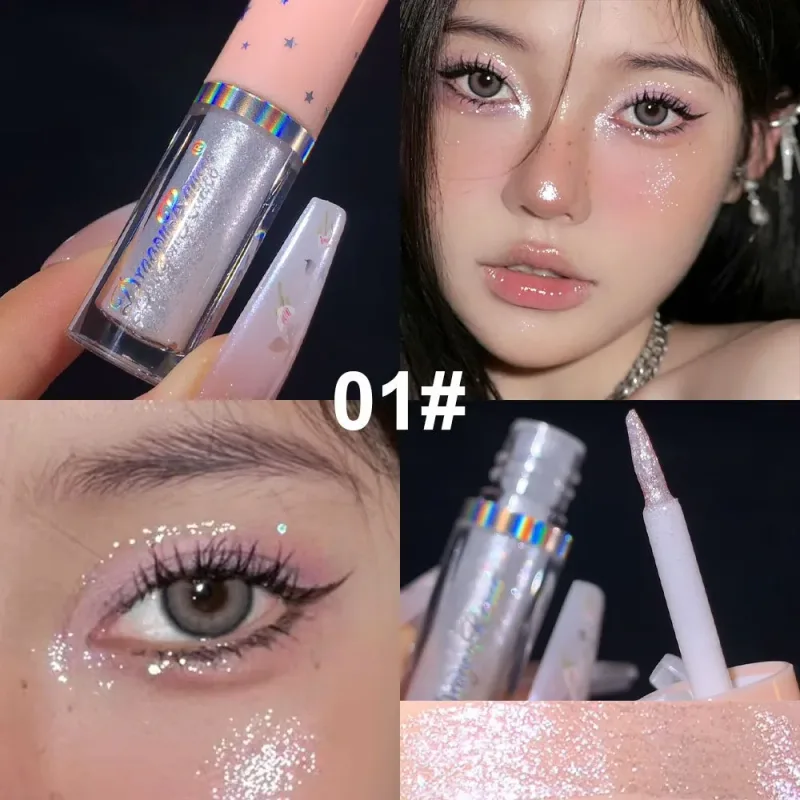 Paillettes blu Liquid Eyeshdaow Glitter Gel Penna per eyeliner metallizzata lucida Diamond Shimmer Strumento per il trucco di bellezza per occhi impermeabile