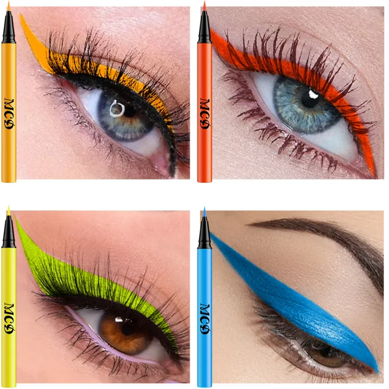 1PC UV Light Neon อายไลเนอร์ปากกาแต่งหน้าสีฟ้าสีเขียวกันน้ำสี Eye Liner ดินสอ Make Up เครื่องสำอางสีเหลืองสีม่วง — image 5