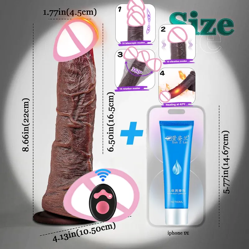 Realistico vibratore vibratore telescopico riscaldamento pene telecomando cazzo spinta grosso cazzo masturbazione per donne giocattoli sessuali per adulti — image 16
