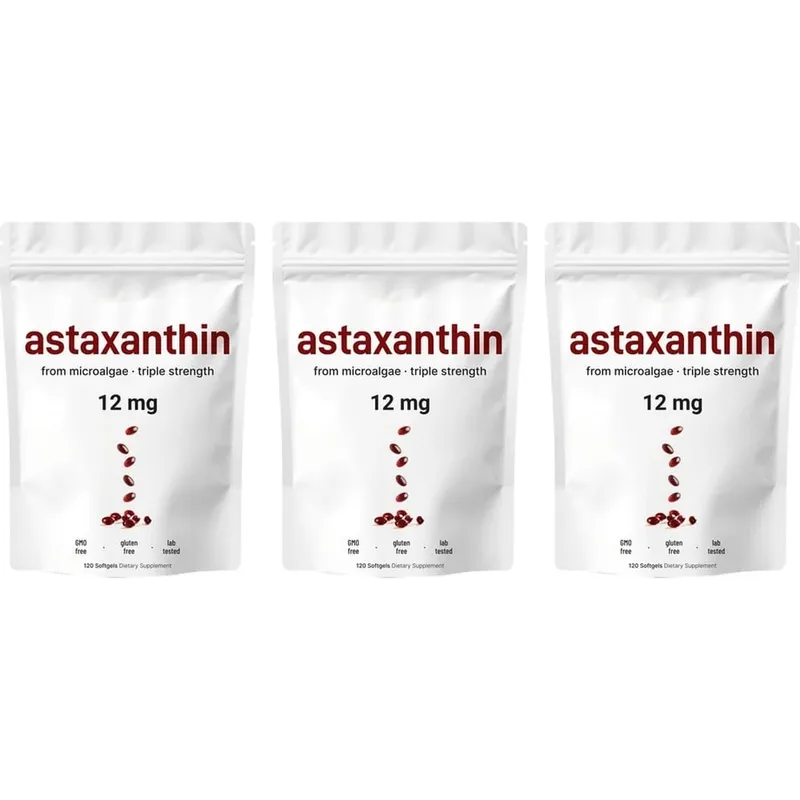 Astaxanthin 12mg měkké gely z mikrořas Triple Strength Antioxidant Supplement Cellular Wellness & Everyday Balance 120 Count — image 11
