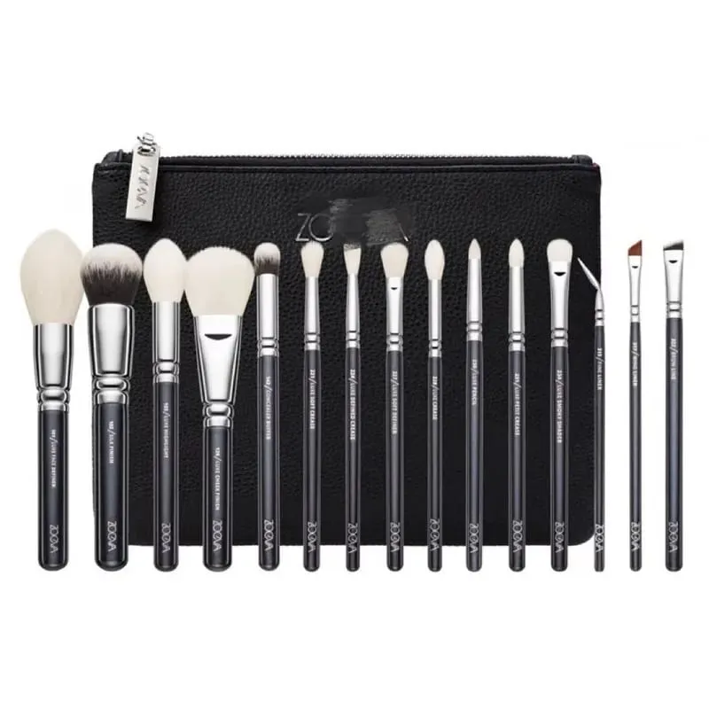15 Brown/Black Brushes Loose Powder Blusher Eye Shadow Eyebrow High Gloss Makeup Brush — image 3