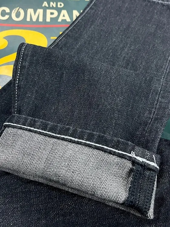 100% bawełna z tyłu paryska klamra wiosenne czarne proste dżinsy dla mężczyzn amerykański styl retro Casual japońskie wąskie, zwężane długie spodnie — image 5