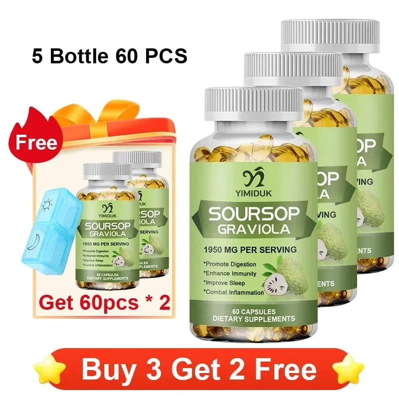 Le capsule di Graviola Soursop da 1950 mg supportano una digestione sana del sistema immunitario, un sonno migliore e un'attività antiossidante naturale — image 10