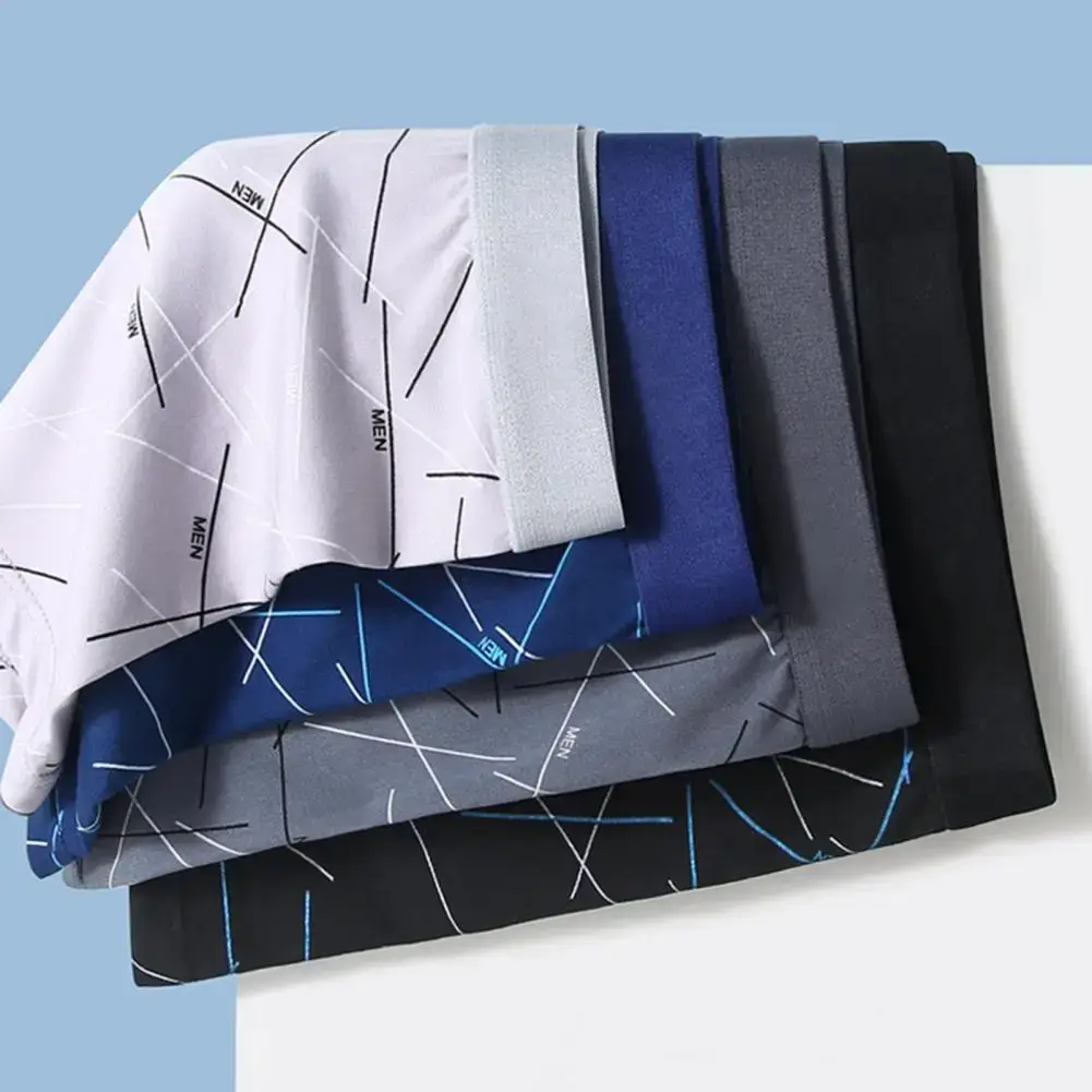 Mutande da uomo Intimo Elastico a vita media Lettera Stampa a righe Morbide e traspiranti Senza cuciture U Convesse Mutande da uomo ad asciugatura rapida — image 8