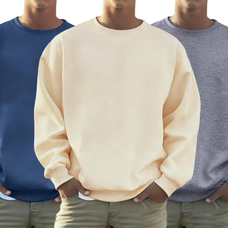 Effen zachte truien Straat herfst Comfortabele fleece hoodies Kantoorjogging Losse sweatshirts Casual basics Dagelijkse streetwear voor mannen — image 2