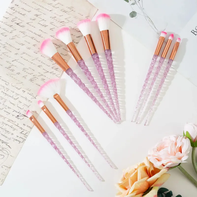 สีสันชุดแปรงแต่งหน้า 10 ชิ้นคริสตัล Handle คอนซีลเลอร์แปรงสุขภาพความงามเครื่องมือเครื่องสำอาง Make Up Tools — image 11