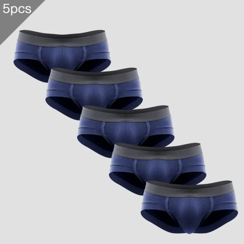 5PCS Men's three-piece briefs with U-shaped pouch, modal fabric, breathable, summer youth low-rise bottom pants — image 5