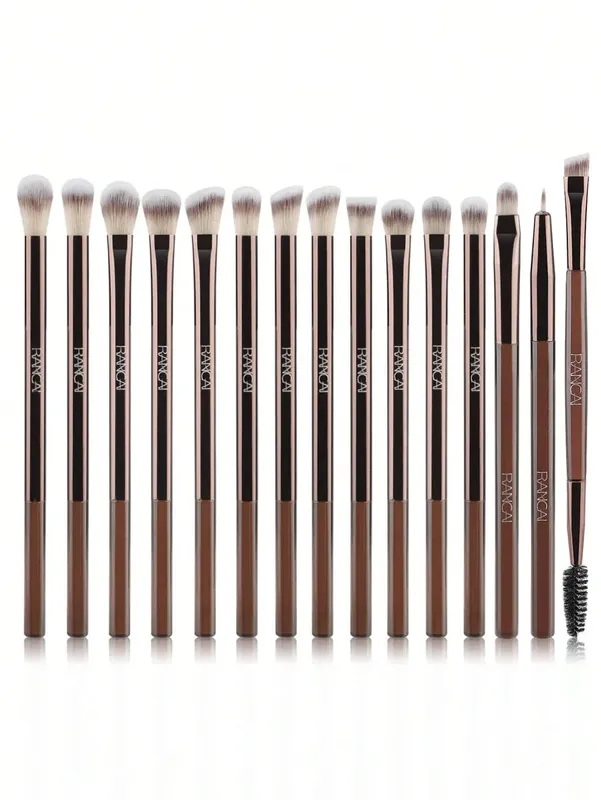 Conjunto de pincéis de maquiagem profissional para olhos, 15 peças, cerdas macias, mistura de sombra, delineador de sobrancelha, kit de maquiagem cosmética
