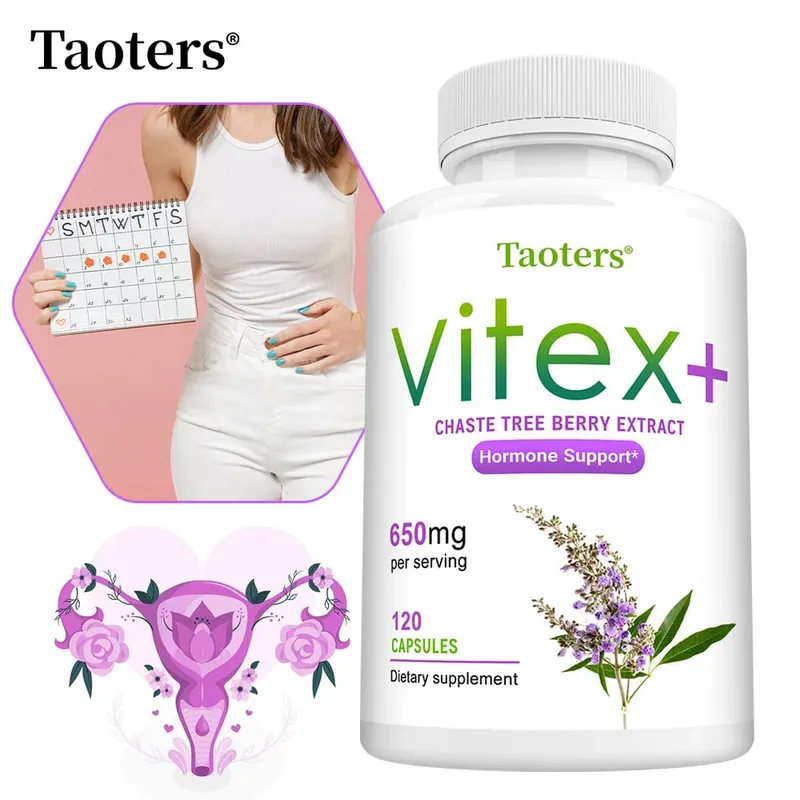 Organic Vitex Chaste Tree Berry Extract Capsules-650Mgฮอร์โมนสำหรับผู้หญิงวัยหมดประจำเดือน/PMSสนับสนุนอารมณ์และสุขภาพผิว — image 4