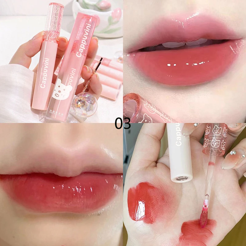 1PC Mirror Water Lip Gloss เชอร์รี่สีชมพูโปร่งใสกันน้ำ Long Lasting Moisturizing Nude Clear Tint แก้วริมฝีปากน้ำมันแต่งหน้า
