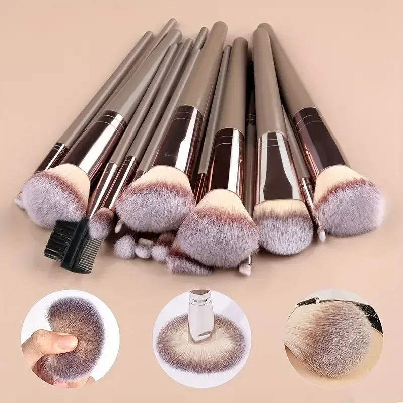 סט מברשות איפור 3-20 יחידות צלליות Fluffy Foundation קונסילר סומק סימון תיבת אחסון קוסמטיקה לנשים כלי יופי — image 2