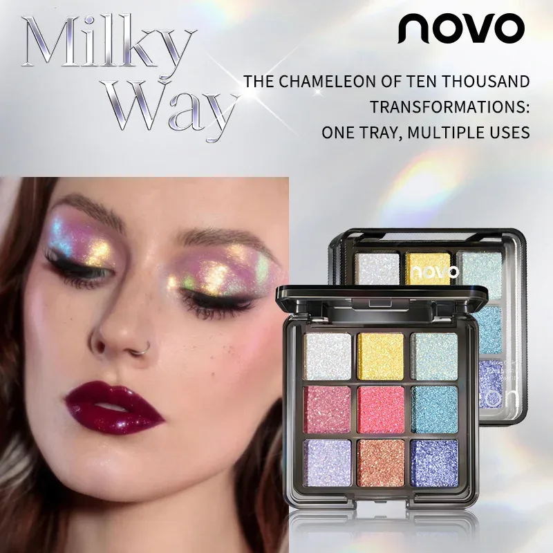 Yunyi Chameleon Devítibarevný disk s očními stíny Polarizovaný blikač Perleťový oční stín Vícebarevný barevný make-up — image 5
