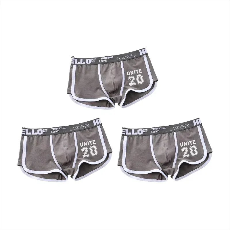 Boxer de sport en coton pour hommes, sous-vêtements surdimensionnés, couleur unie, mode jeunesse, culotte de sport confortable et respirante, 1/3 pièces