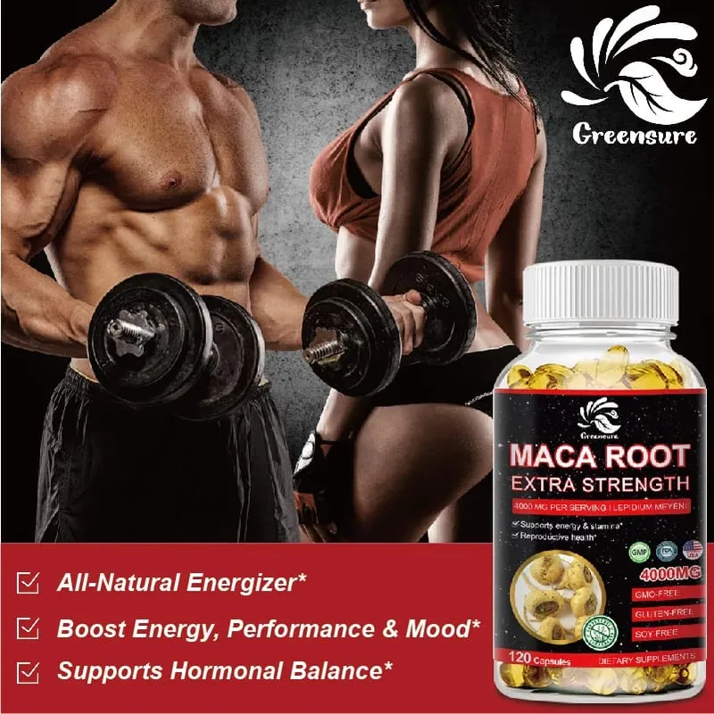 Greensure Organic Maca Root Powder Capsules 4000 มก. พร้อมอาหารเสริมสารสกัดจากราก Maca สำหรับผู้ชายและผู้หญิง — image 2