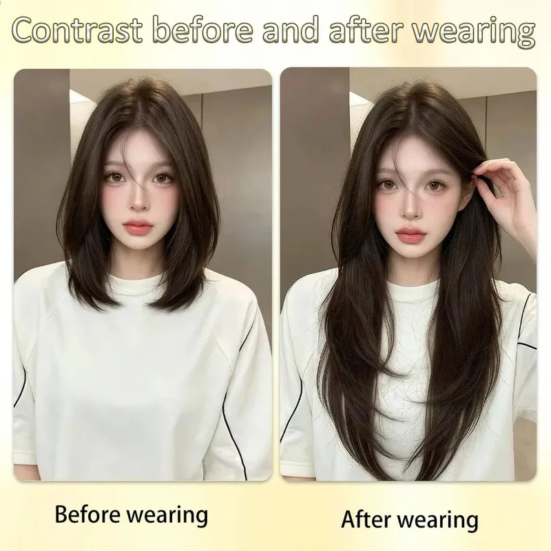 Syntetické vysokovrstvé prodlužování paruky Inward Curl Jednodílné ultratenké neviditelné prodloužení vlasů pro dívčí párty Halloween Vánoce — image 4