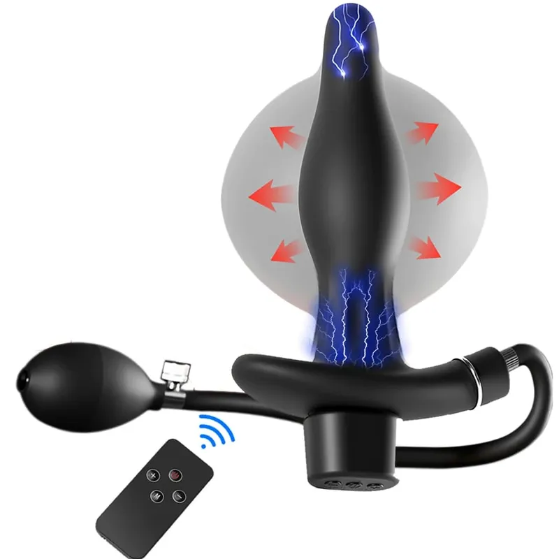 Vibrador de 10 frecuencias para próstata, inflado de cuentas, tapón Anal enorme, masajeador eléctrico para masturbación y orgasmo, producto sexual, tapón Anal, juguete sexual — image 1