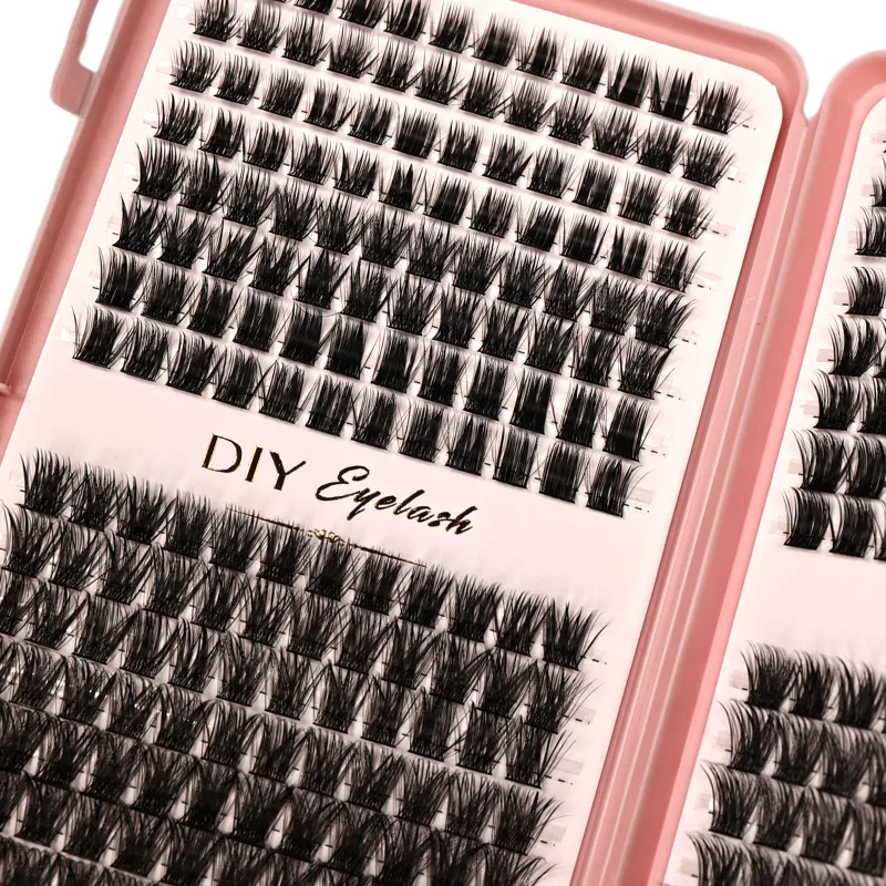 DIY Fluffy Individual Eyelash Clusters D Curl Blandet længde Segmenterede falske vipper Genanvendelig vippebog til øjenmakeup