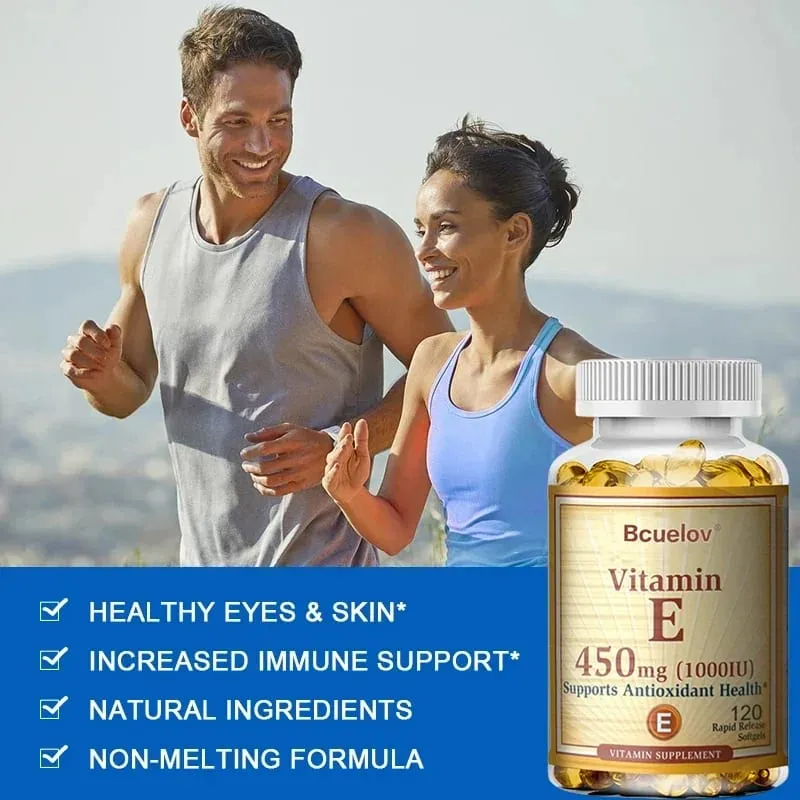 Bcuelov Witamina E 450 mg (1000 j.m.) Mieszana wspomaga układ odpornościowy i odżywianie skóry - Naturalny przeciwutleniacz - Bez glutenu i produktów mlecznych — image 5