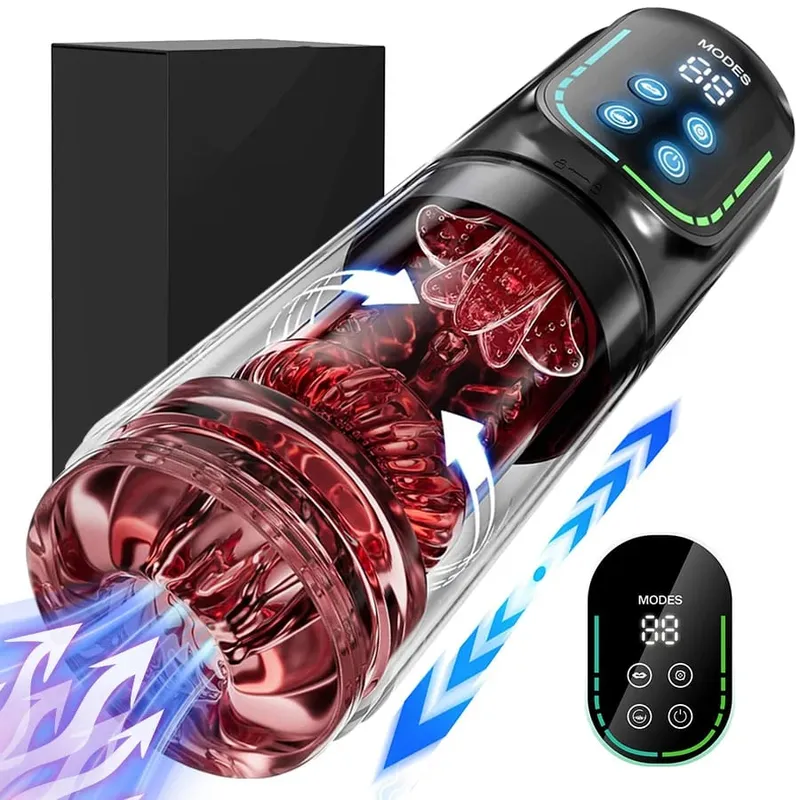 Tasse de Masturbation automatique pour homme, Rotation de poussée, masturbateur masculin, succion, léchage, pompe à pénis sous vide, vraie chatte de poche, jouets sexuels