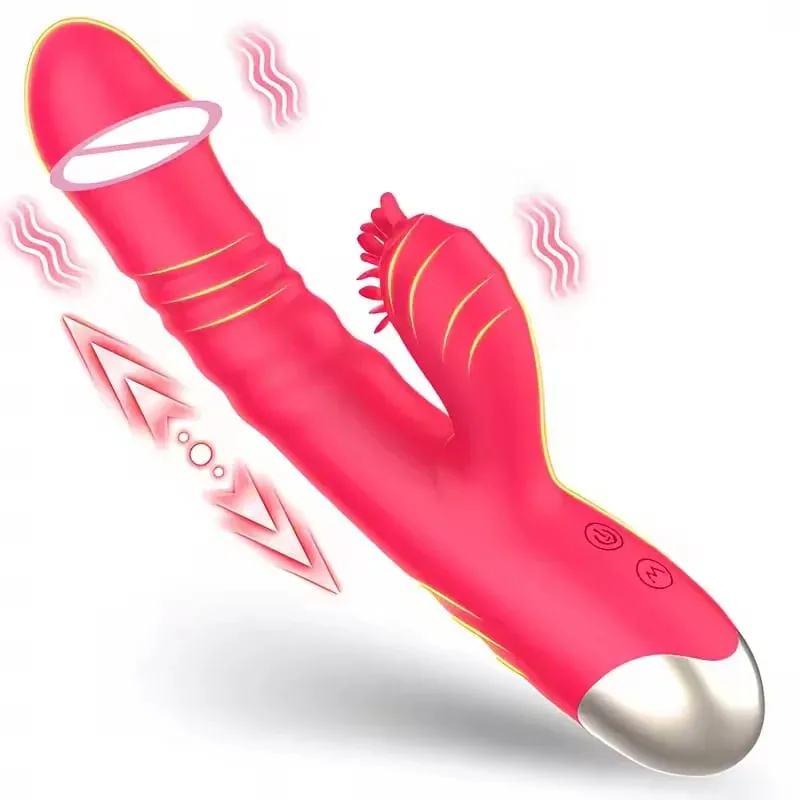 3-I-1 kaninvibrator til kvinder Kraftig bankende flagrende vibrator Klitoralstimulator massageapparat kvindelig G-punkt Finger Dildosex — image 8